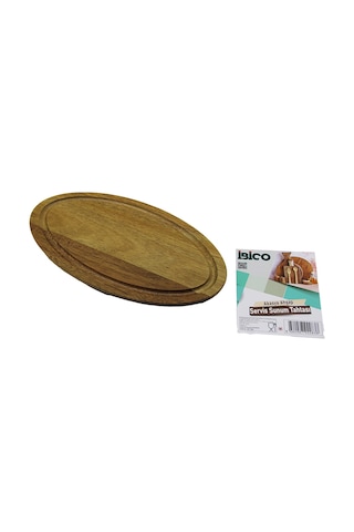 Akasya Oval Ahşap Servis Tepsisi Kenar Kanallı 24.8x13.8x1.4 Cm Altın