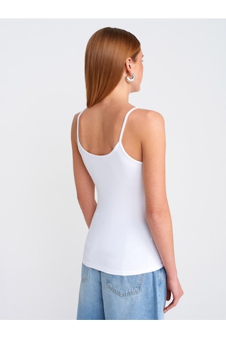 Dilvin 20901 İnce Askılı Poliamid Top-beyaz Beyaz