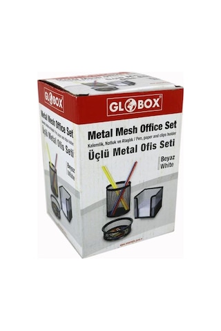 Globox 6154 Metal Siyah Ofis Seti 3'lü, Gri