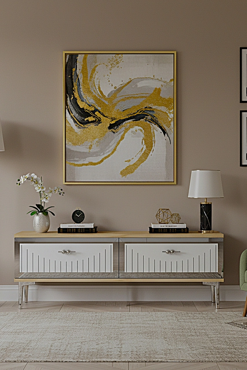 Tsa1204dbs - Tunatv120 Tv Stand, Tv Sehpası Safirmeşe-beyaz-sılver 120cm Beyaz