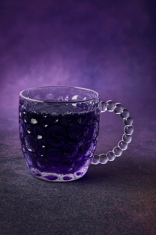 6 Lı Cam Kulplu Desenli Kupa Meşrubat Kokteyl Bardak 300ml