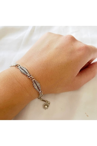 Oriental Kuyumculuk Jewellery Telkari Gümüş Bileklik Gri