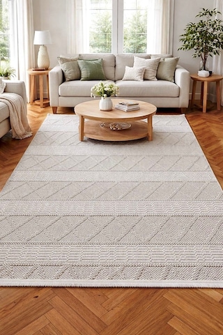 Leiva Home Monaco 0219a Krem Bohem Sisal Bukle Yumuşak Özel Kesim Salon Koridor Mutfak Yolluk Saçaklı Halı 0210a-krem