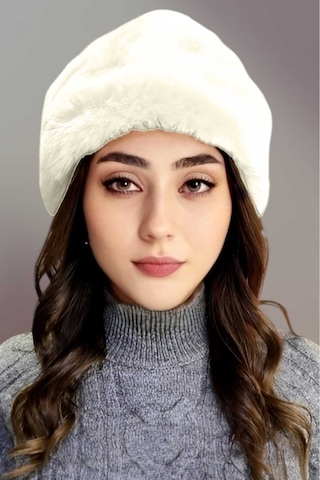 Tezzgelsin Kadın Vegan Kürk Boyunluk Bandana Beyaz