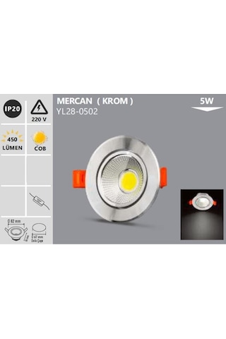 Noas 5 Watt Krom Kasa Led Spot Beyaz Işık 2 Adet Mercan Yl28-0502 Krom