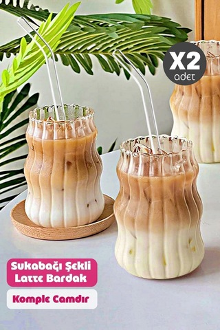 8 Adet Soğuk,sıcak Kahve Bardağı Cam Pipetli