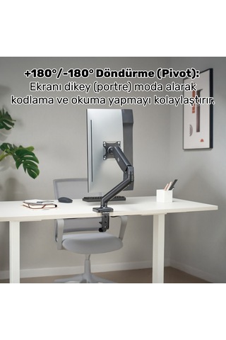 Npo Std46012b Airgrip 17"-32" Ergonomik 360 Amortisörlü Vesa Tek Kol Monitör Tutucu