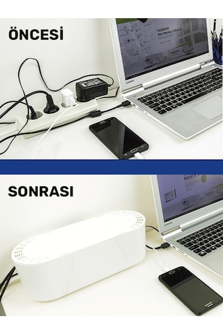 Siyah Kablo Düzenleyici Çoklu Priz Kutusu Kablo Organizer Siyah