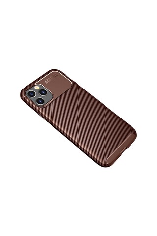 Apple Uyumlu iPhone 12 Pro Max Kılıf Zore Negro Silikon Kapak Kahverengi