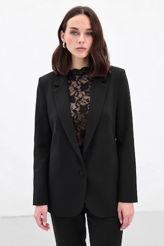 Sateen Düğmeli Klasik Ceket - Siyah-136876 Siyah