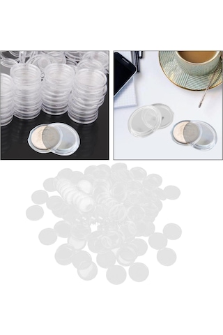 Suntek 100 Adet Temizle Coin Kapları Konteynerler Kutuları 20mm