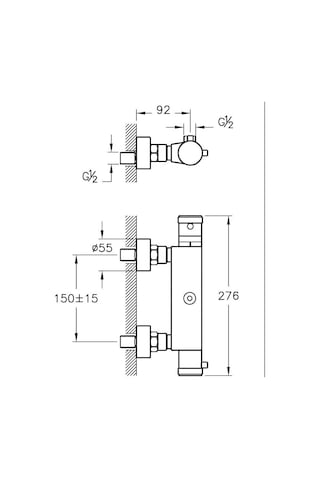 Artema Aquaheat Termostatik Duş Bataryası A47055 + Duş Sistemi A45598 Set Gümüş