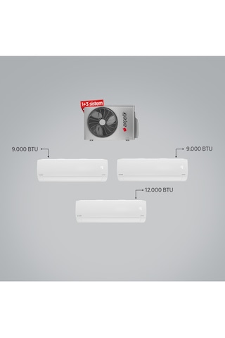 Arçelik Multi Sistem ZM18103 MD Dış - 2 Adet 9.000 Btu İç - 1 Adet 12.000 Btu İç Multi Inverter Klima