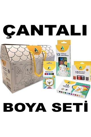 Adel (12 Renk) Kuru + Sulu + Guaj + Pastel Boya Seti (çantalı)