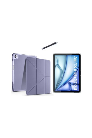 Apple Uyumlu iPad Air 13 Inç 2024 A2898-a2899 Tri Fold Kalemlikli Tablet Kılıfı Ekran Koruyucu Ve Kalem