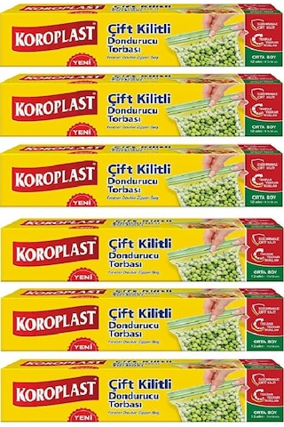 Koroplast Çift Kilitli Dondurucu Torbası Orta Boy 6 x 12'li 17 x 18 CM
