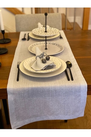 Valerium Simli Gümüş Runner 40x150cm Gümüş