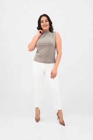 Kadın Büyük Beden Drape Detaylı Dik Yaka Bluz 1851-25 001
