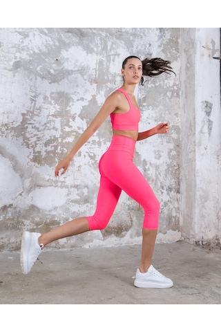 Lismina Toparlayıcı Spor Kapri Tayt Neon Pembe