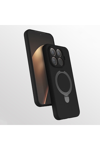 Xiaomi 15t Pro Kılıf M-safe Şarj Özellikli Standlı Zore Samara Kapak Siyah