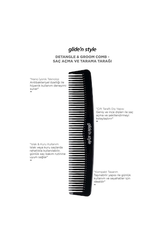 Glide'n Style GS-332 Detangle & Groom Comb Saç Açma ve Tarama Tarağı