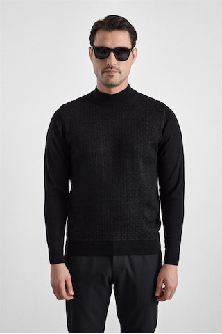 Süvari Siyah Regular Yarım Balıkçı Yaka Kazak Tr2013700500-s09