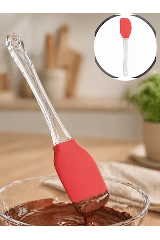 Beylini Silikon Spatula Premium Çok Amaçlı Esnek Uçlu Çıkarılabilir Başlıklı Isıya Dayanıklı Pasta Mutfak Kırmızı