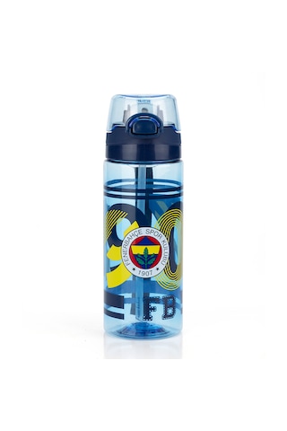 Fenerbahçe Lisanslı 500ml Pipetli Kilitli Kapaklı Mavi Su Matarası - Orijinal Fb Taraftar Suluk Sarı - Lacivert