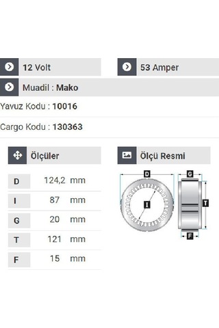 Nursan 110112 Statör 12v 53a Mako Tip 4 Uçlu Em