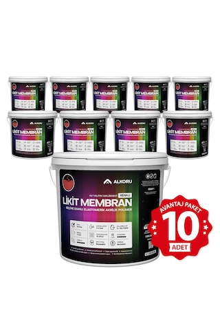 Alkoru 10 Adet 13 Kg Kırmızı Likit Membran Avantaj Paket