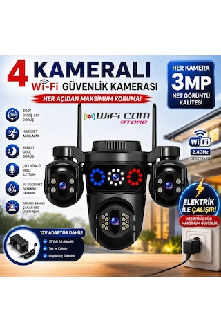 4 Kameralı Çakarlı Ptz Wifi Kamera Hieasy Yazılım