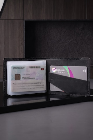 Luvo %100 Hakiki Dana Derisi El Yapımı 10 Kart Bölmeli Unisex Minimalist Cüzdan Kartlık İnce Kompakt Kağıt Para Ve Kart Bölmeli Cüzdan Siyah