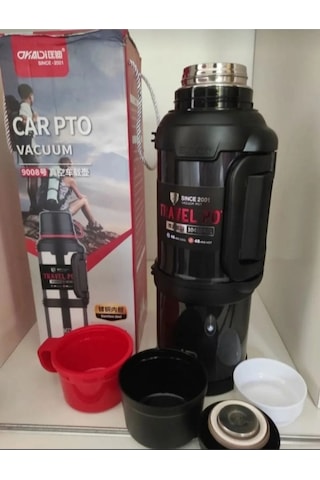 1 Adet 4 Litre 48 Saat Sıcak Soğuk Paslanmaz Çelik Dağcı Termos Siyah