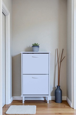 Eliusta Kalvo 52 Cm Genişlikte Beyaz Renk Ayakkabılık 52x86x26 Cm Ayaklı Ayakkabılık Beyaz