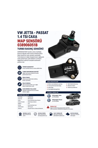 Vw Jetta Passat 1.4 Tsı Caxa Map Sensörü 038906051b Turbo Basınç Sensörü