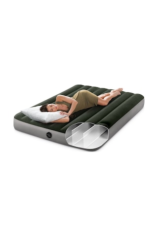 Intex Pille çalışan pompalı Full Dura-Beam Prestige Şişme Yatak-Koyu yeşil- 137 x 25 x 191 CM Yeşil