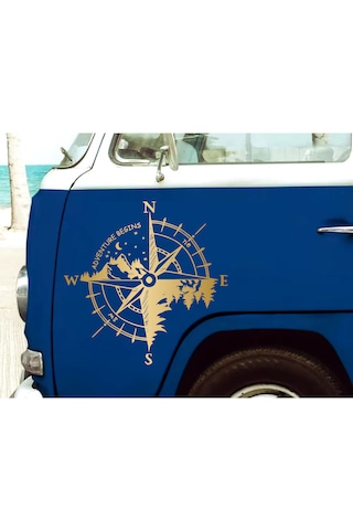 Pusula Kamp Ve Orman Sticker - Araba Pickup Karavan Sticker - 4x4 Off Road Kamp Adventure Sticker - 00301 30x30 Cm