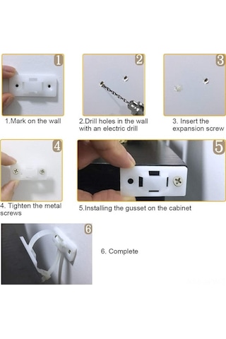 Besthome1 12 Adet Beyaz Ahşap Mobilya Montaj Kayışı Nilon Güvenlik Ayarı Lamelli Ev Dekorasyonu Seti