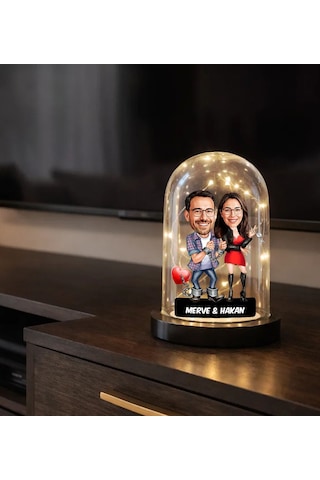 Bk Gift Kişiye Özel Sevgiliye Karikatürlü Led Işıklı Cam Fanus Biblo -9, Romantik Hediye, Ev Hediyesi, Sevgiliye Hediye Kobitmeyencom36858 Bk Gift