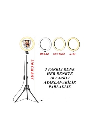 Ring Fill Light Led 10 Inç 2.1 M Beyaz Sarı Işık Halka Tripod