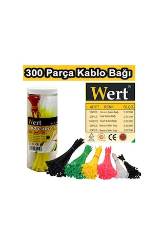 Wert 2430 Kablo Bağı Seti 300 Parça Cırt Kelepçe