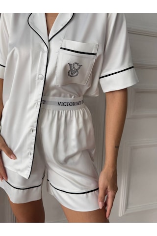 Victoria's Secret Victoria"s Secret İpek Saten Yazlık Pijama Takımı Beyaz