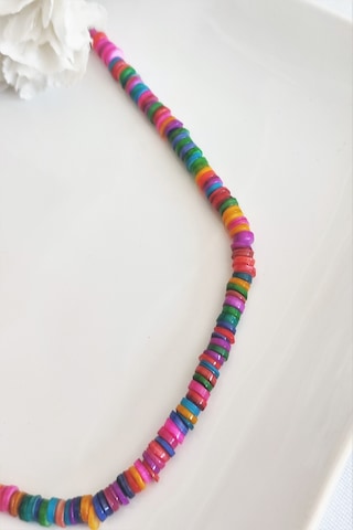 Badeaccessories6 Mm Renkli Sedef Doğal Taş Kolye Gümüş