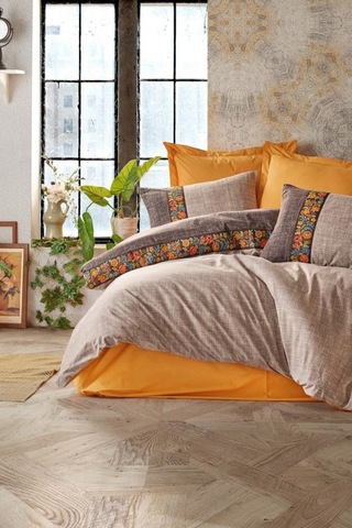 Folk Art Tek Kişilik Nevresim Takimi Vizon.