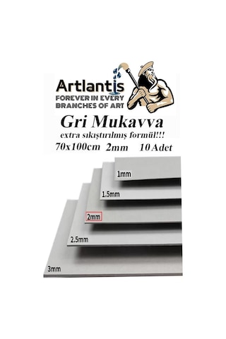 Mukavva Gri 2 mm 70x100 cm 10 Adet Sert Karton Ekstra Sıkıştırılmış 70*100 Mukavva Gri Renkli 10 Adet
