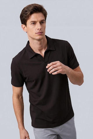 Kahverengi Rahat Form Yumuşak Dokulu Polo Yaka Erkek T-shirt - 88496