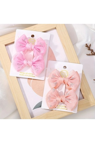 Willowhaven Off White 2li Parıltılı Kurdele Saç Tokası Kız Çocukları İçin Günlük Kullanım Açık Krem