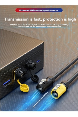 Lp-20 Rj45 Konnektör Seti Ip68 Su Geçirmez Siyah