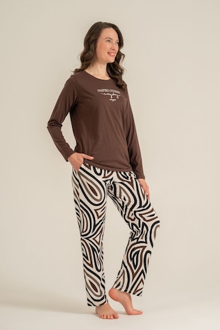 Pierre Cardin Kadın Inspire Others Everyday Kahverengi Uzun Kol Pijama Takım Pc9280-s-v2 Pc9280-s-v2