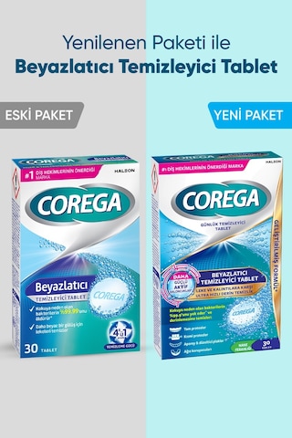 Corega Beyazlatıcı Diş Protezi Temizleyici Tablet 30'lu x 3 Paket